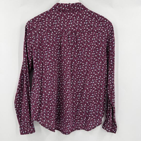 Anthropologie Maeve‎ Calico Ditzy Floral Purple Button Down Shirt Blouse Size 4 - Picture 6 of 10